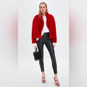 NWT Zara Faux Leather Leggings Black Sz S Mid Rise Trafaluc Legging Collection